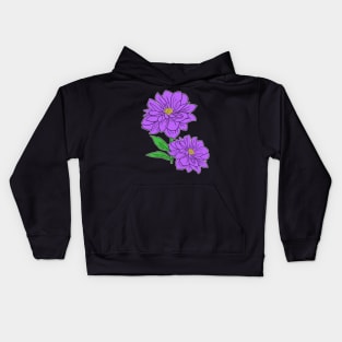 Violet Aster floral Hand Drawn Gardening Gift Kids Hoodie